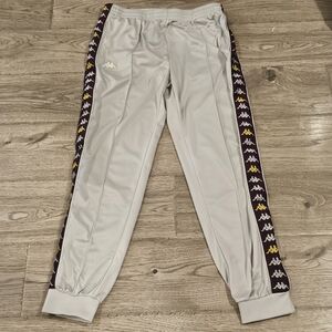 Kappa Light Gray Joggers with Black and Yellow Trim